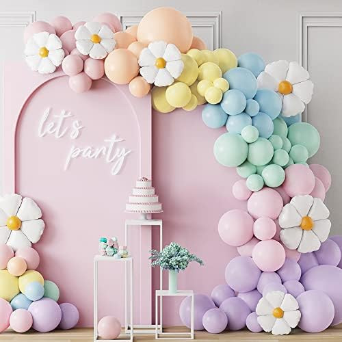 Amazon.com: GIHOO Daisy Balloon Garland Arch Kit 157Pcs White Groovy Daisy Flower Macaron Pastel ... | Amazon (US)