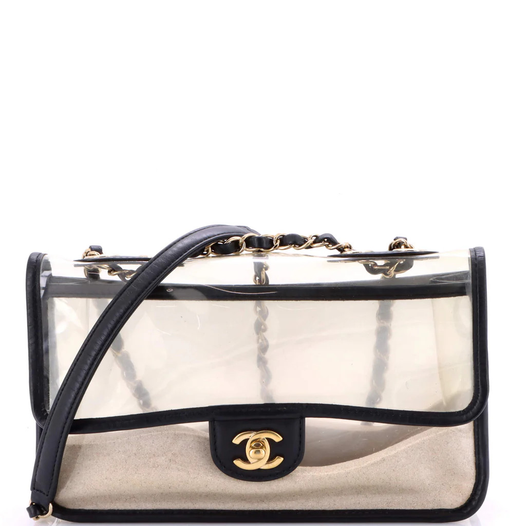 Chanel Sand By The Sea Flap Bag PVC with Lambskin Medium Black 3551304 | Rebag