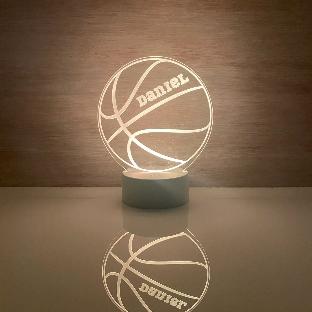 Basketball Personalized LED Night Light Custom Gift for Fans, Sports Bedroom, Game Room Decor, Pa... | Etsy (US)