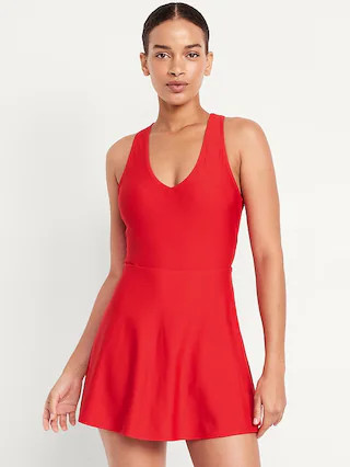 Matte Tie-Back Swim Dress | Old Navy (US)