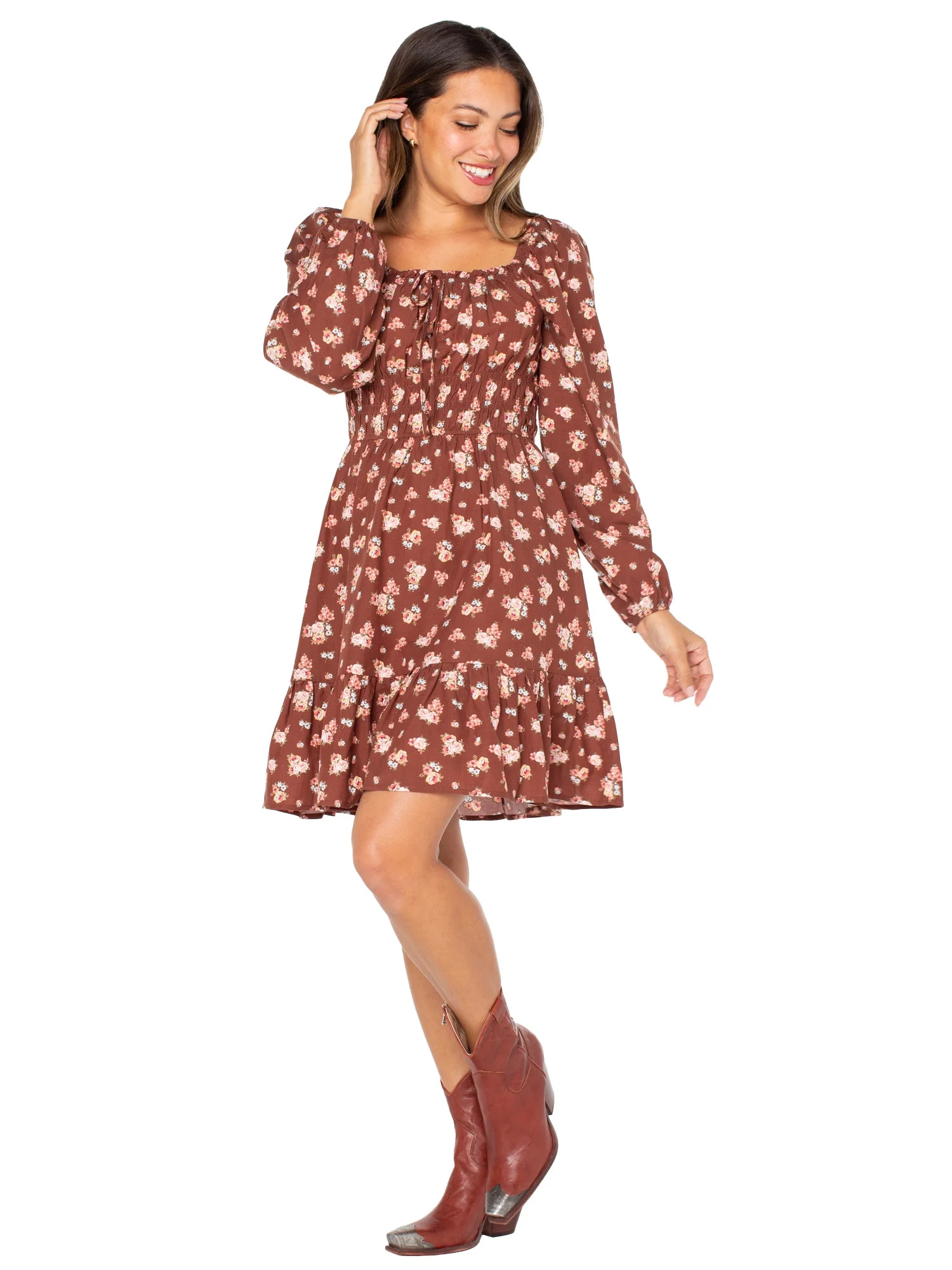 Celebrity Pink Juniors Long Sleeve Woven Dress - Walmart.com | Walmart (US)