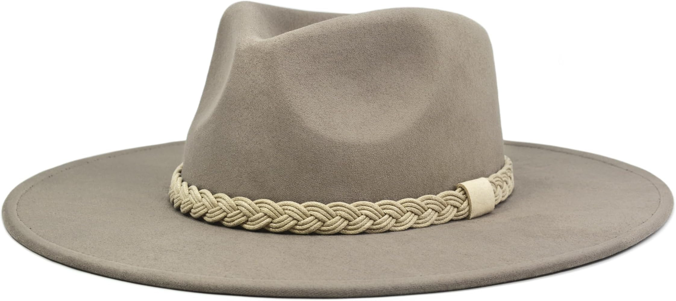 FLUFFY SENSE. Big Wide Brim Boho Western Hat for Women and Men - Felt Rancher Fedora Hat with 4 i... | Amazon (US)