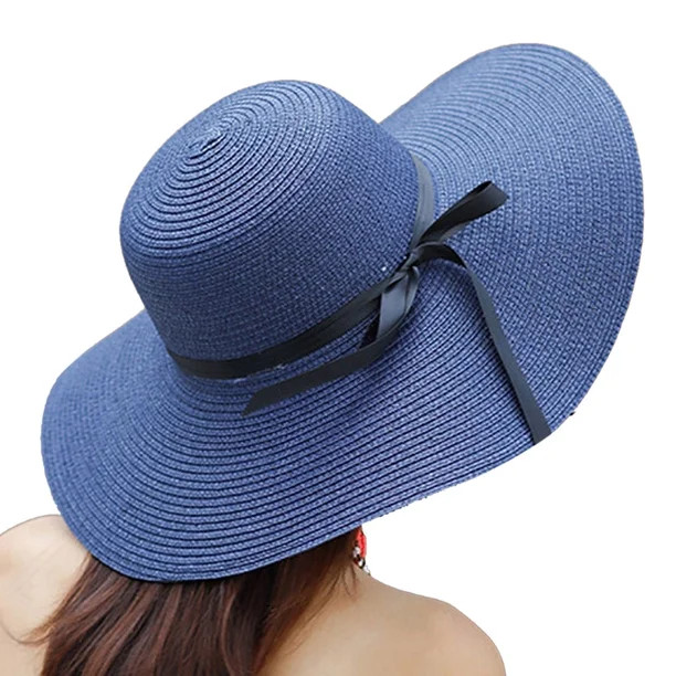 Coxeer Travel Foldable Wide Brim Bowknot UV Protection Floppy Summer Cap Sun Hat for Women Girl | Walmart (US)
