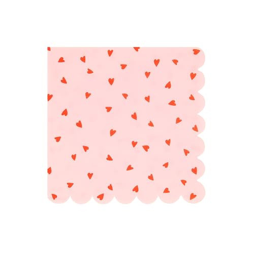 Meri Meri Heart Pattern Napkins (Pack of 16), Square Disposable 3-Ply Paper Heart Napkins, Kids & Adults | Amazon (US)