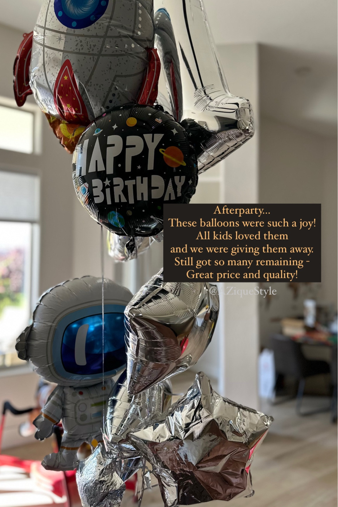These foil balloons we filled with helium and they lasted for two weeks! Size and quality is just right! Highly recommend for the party. They add such a great mood and kids love playing with them! #aziquestyle #bdayparty

#LTKParties #LTKKids #LTKBaby