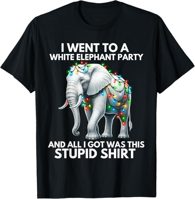 Funny White Elephant Gift Wrapped Elephant Dumb Gift T-Shirt | Amazon (US)