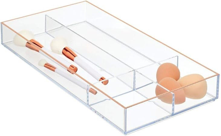 mDesign Wide Makeup Organizer for Bathroom Drawers, Vanity, Countertop - Storage Bins for Makeup ... | Amazon (US)
