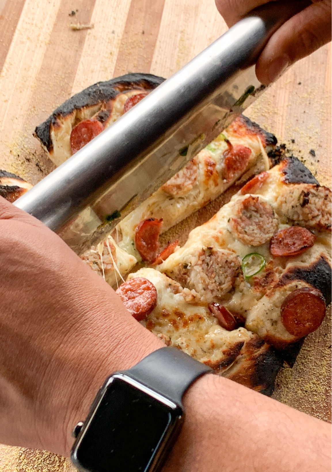 This pizza cutter worked great to fit our pizza into slices. RSVP International Endurance® Rocker Style Stainless Steel Pizza Cutter, 14" | Sharp & Versatile Cutter #cutter #pizzacutter #pizzaaccessories

#LTKhome