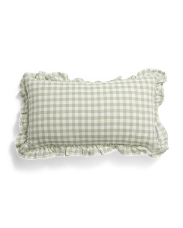 14x24 Lily Gingham Ruffle Oblong Pillow | TJ Maxx