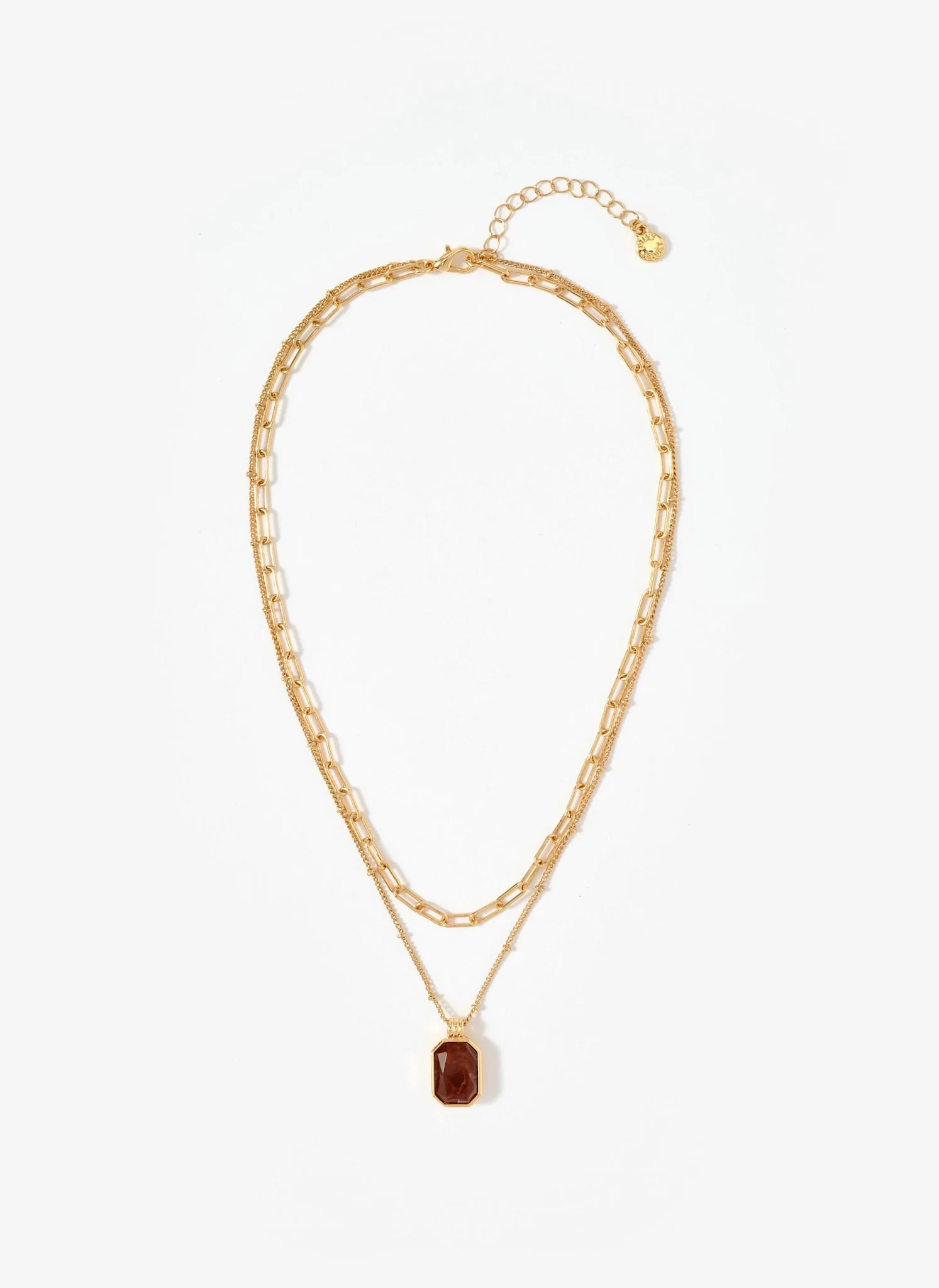 Gold Tone Layered Stone Necklace | Mint Velvet