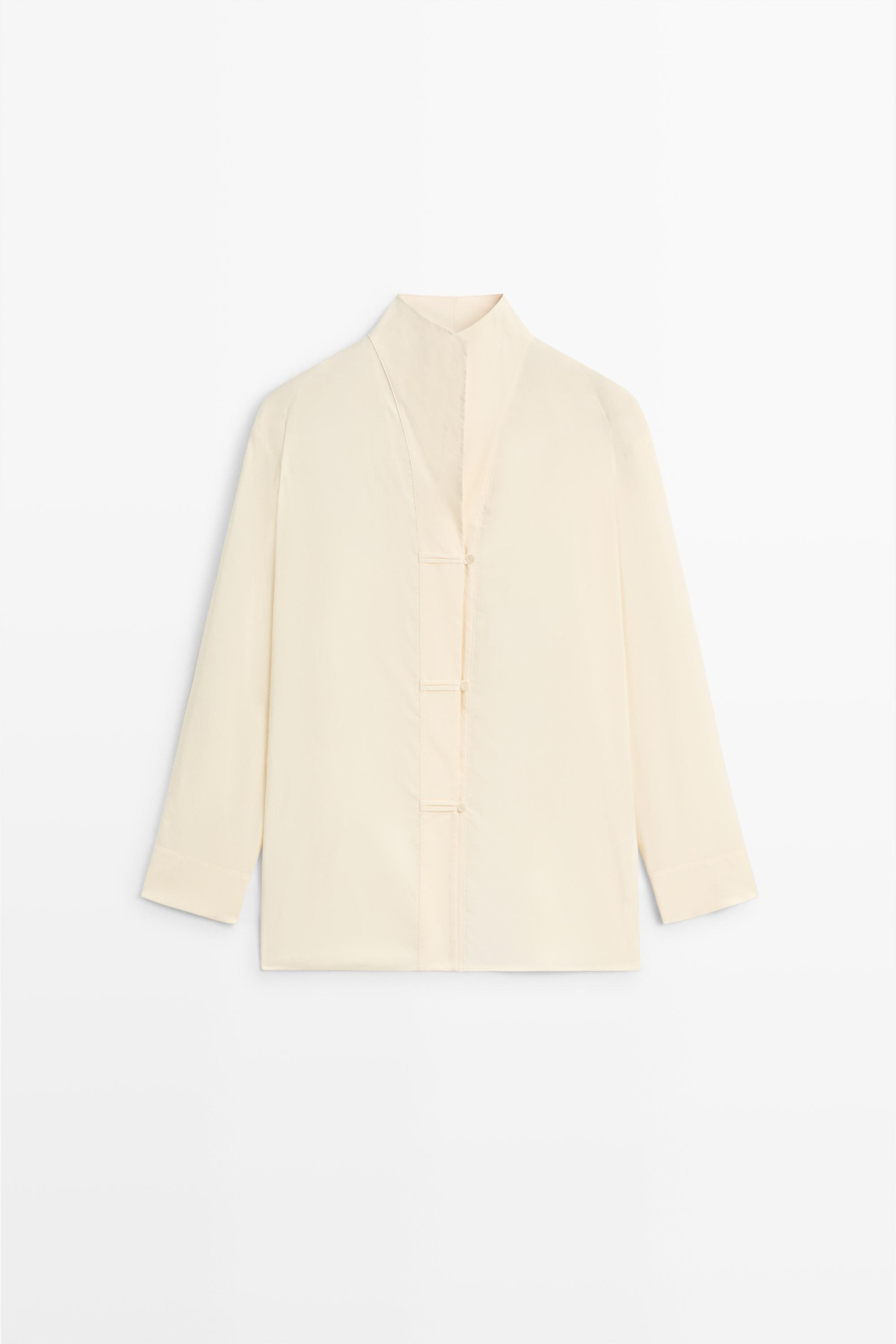 Flowing stand collar shirt | Massimo Dutti UK