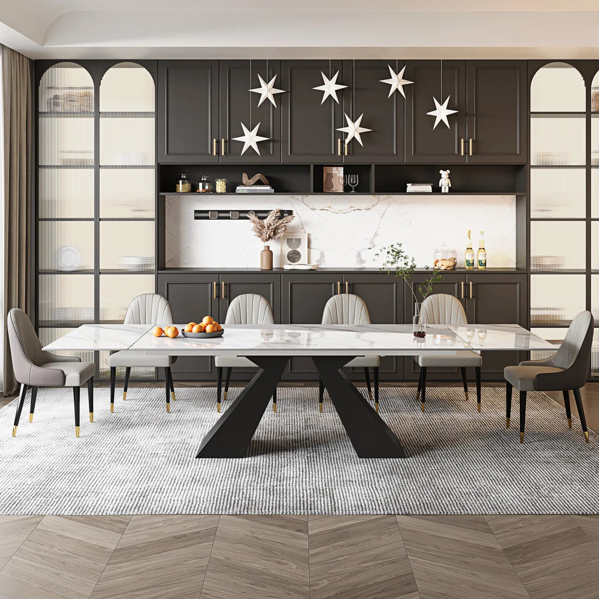 Joceline 78.74'' to 110.23” Extendable Rectangular Sintered Stone Dining Table For 10-12 | Wayfair North America