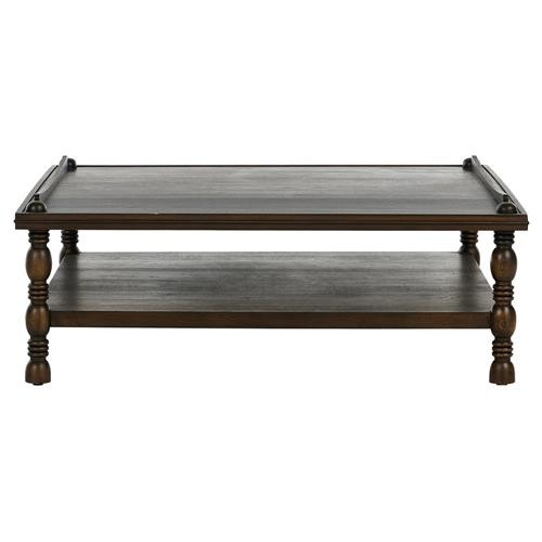 Farrah French Country Dark Brown Oak Square Coffee Table | Kathy Kuo Home