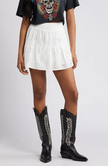 Eyelet Tiered Ruffle Miniskirt | Nordstrom