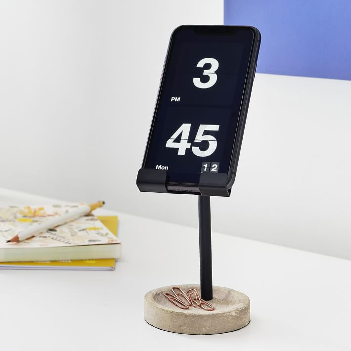 Black & Brushed Fog Phone Holder | Pottery Barn Teen