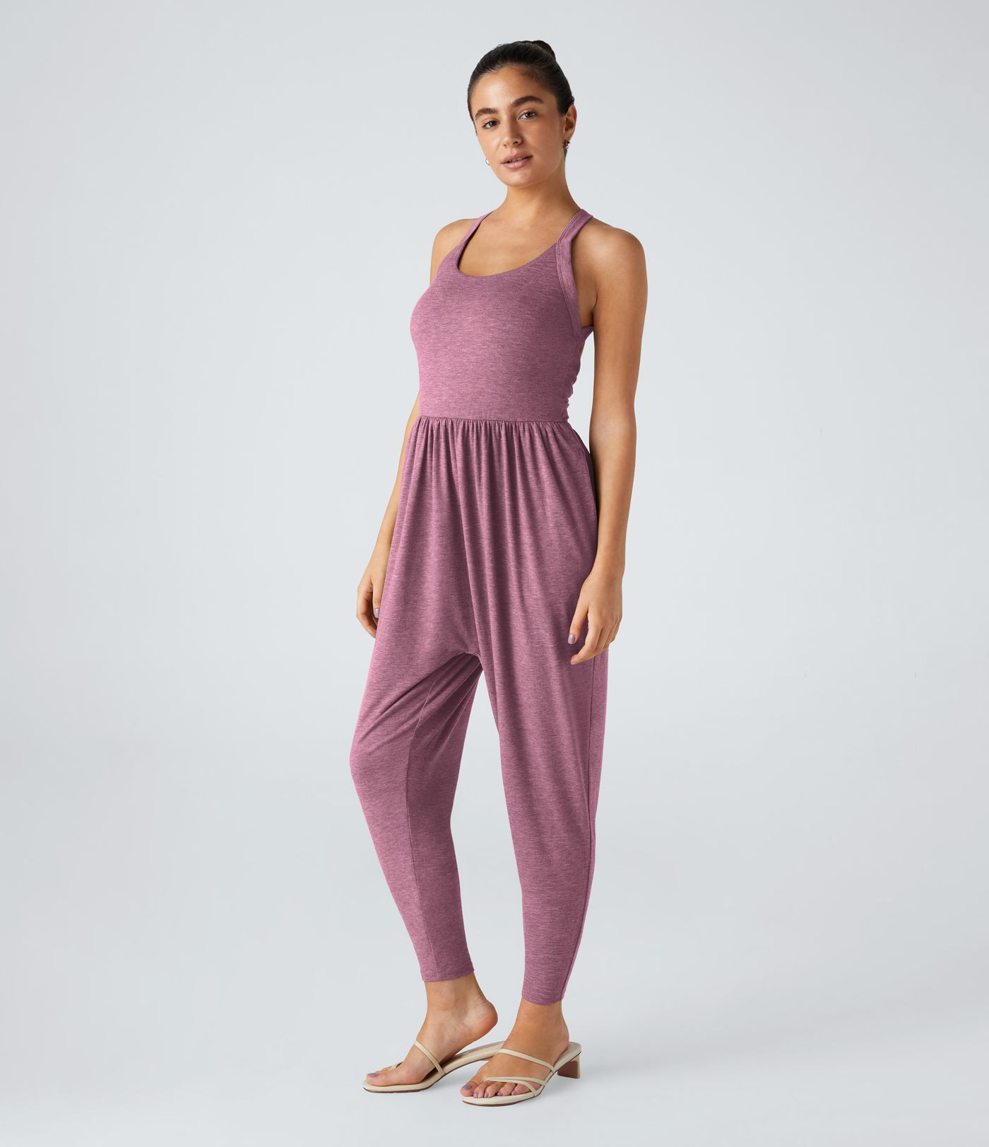 Women’s U Neck Pocket Harem Casual Jumpsuit-Easy Peezy Edition - Halara | HALARA