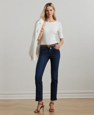 Lauren Ralph Lauren Mid Rise Straight Jean Regular Short Lengths | Macy's