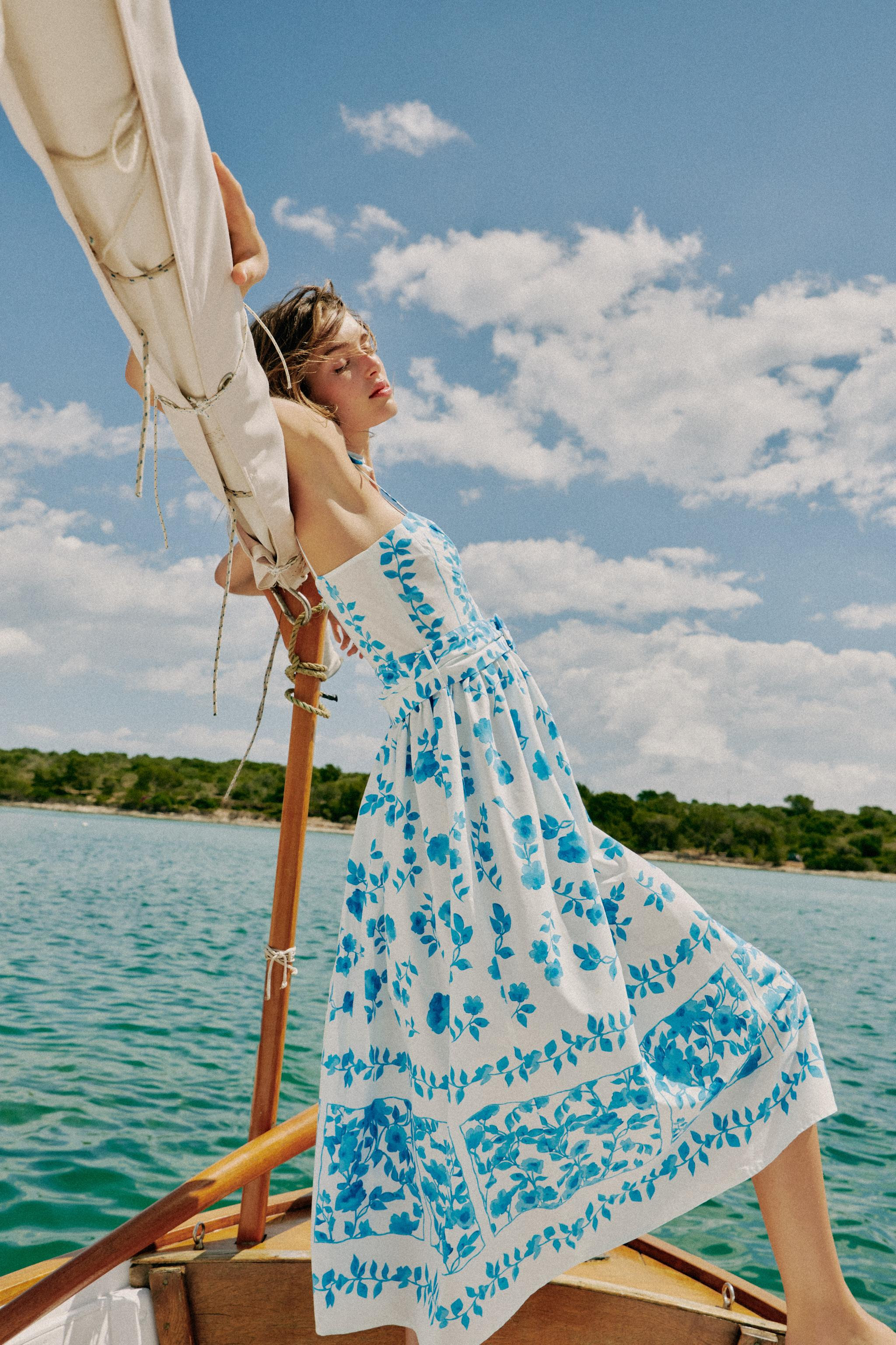 PRINTED POPLIN MIDI DRESS | Zara UK