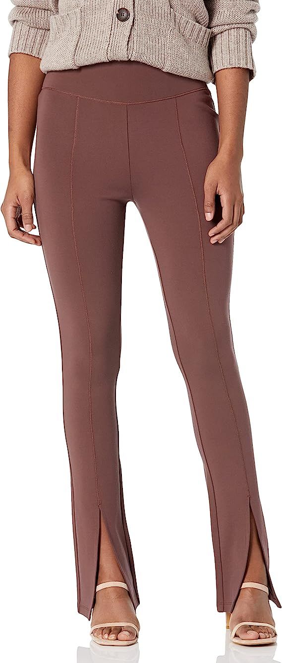 Amazon.com: The Drop Women's Uma High Rise Fitted Slit Front Flare Pull-on Pant, Chocolate, S : C... | Amazon (US)
