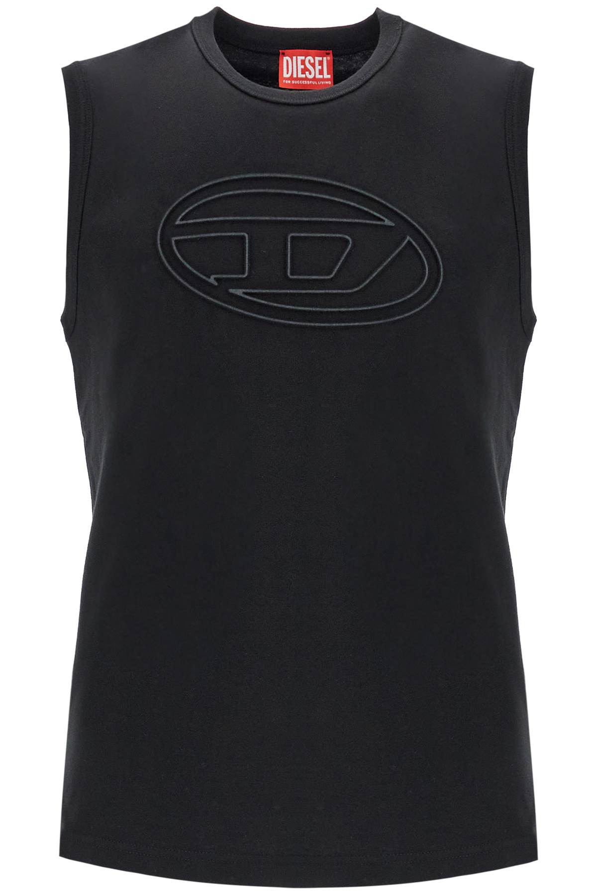 Diesel Black Cotton Tank Top With Embossed Logo | Italist.com US