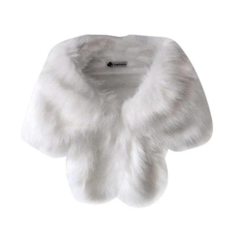 KINGMMICRO4 Women Faux Fox Fur Shawl Stole Wrap Shrug Scarf | Walmart (US)