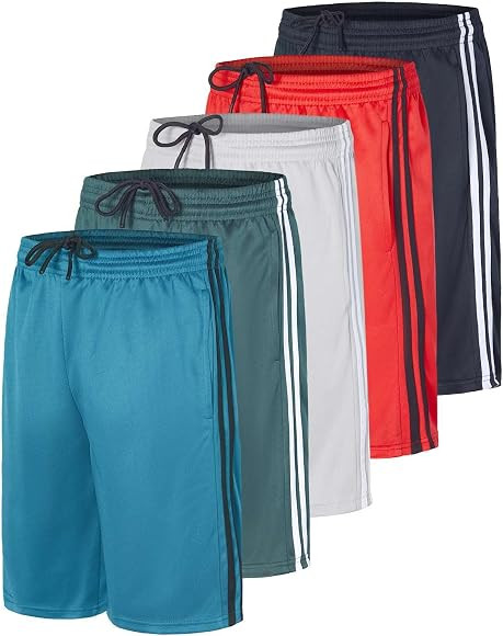 Real Essentials 5 Pack: Boys' Athletic Basketball Shorts with Pockets - Youth Activewear (Ages 4-... | Amazon (US)