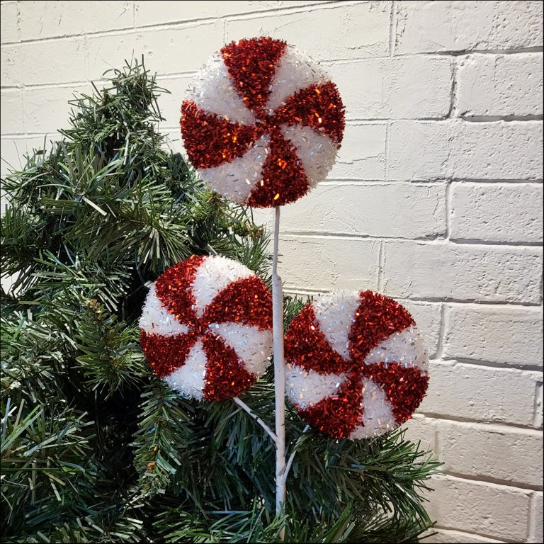 Red and White Peppermint Lollipop Themed Christmas Pick Ornament, 1.73 oz, 18 in, by Holiday Time... | Walmart (US)