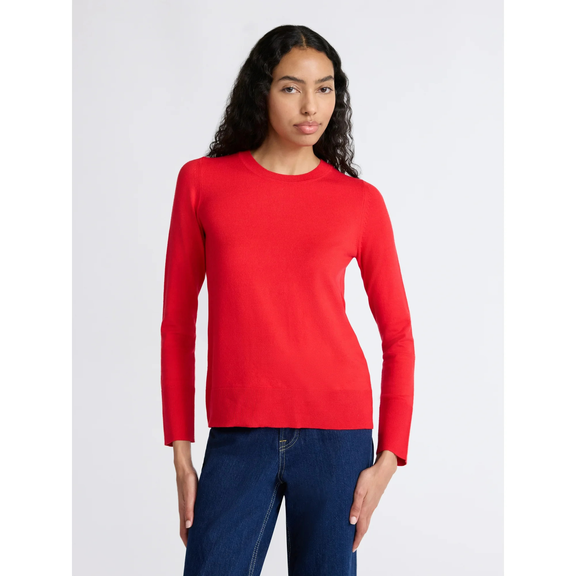 Free Assembly Women's and Women's Plus Cozy Yarn Crewneck Sweater with Long Sleeves. Lightweight,... | Walmart (US)