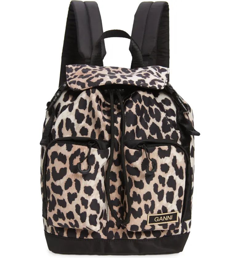 Ganni Small Leopard Print Recycled Tech Fabric Backpack | Nordstrom | Nordstrom Canada
