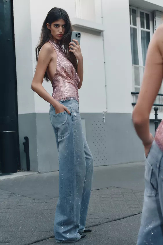 RED HALTER SHINY TOP | Zara US