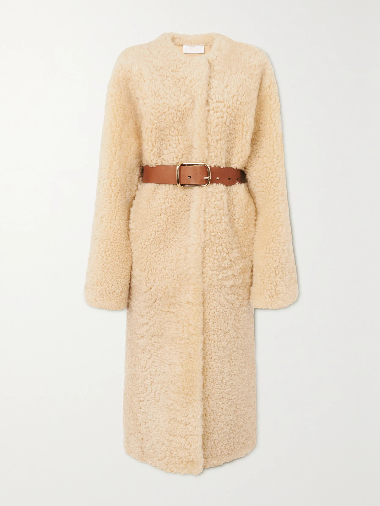 Chloé - Belted Shearling Coat - Beige | NET-A-PORTER (UK & EU)