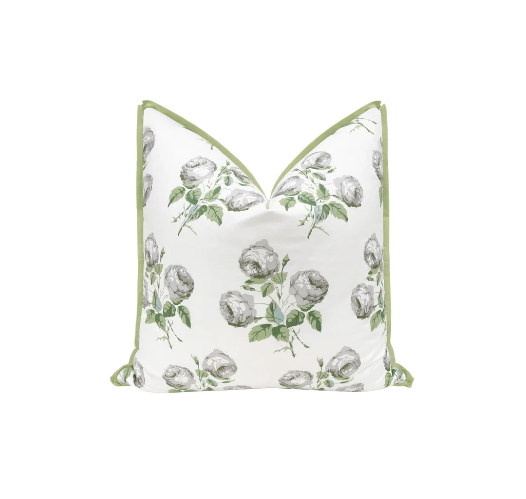 Bowood // White Leaf With Butterfly Flange Pillow COVER ONLY Floral Print Colefax & Fowler Flange... | Etsy (US)