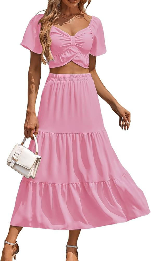DRESSTELLS 2 Piece Skirt Set 2026, Matching Top & Long Skirt, Floral Cruise Outfit, Summer Beach ... | Amazon (US)