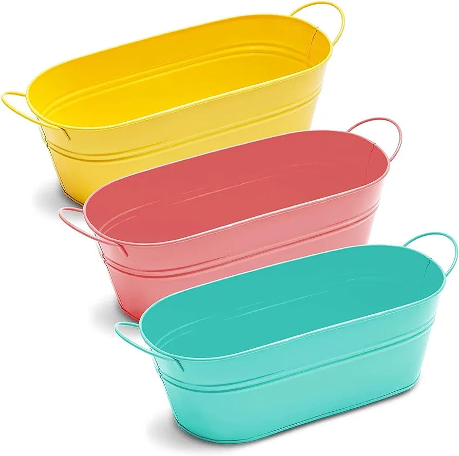 Juvale Metal Bucket Planter, Oval Planters (11.8 x 5.5 x 4 in, 3 Pack) | Amazon (US)