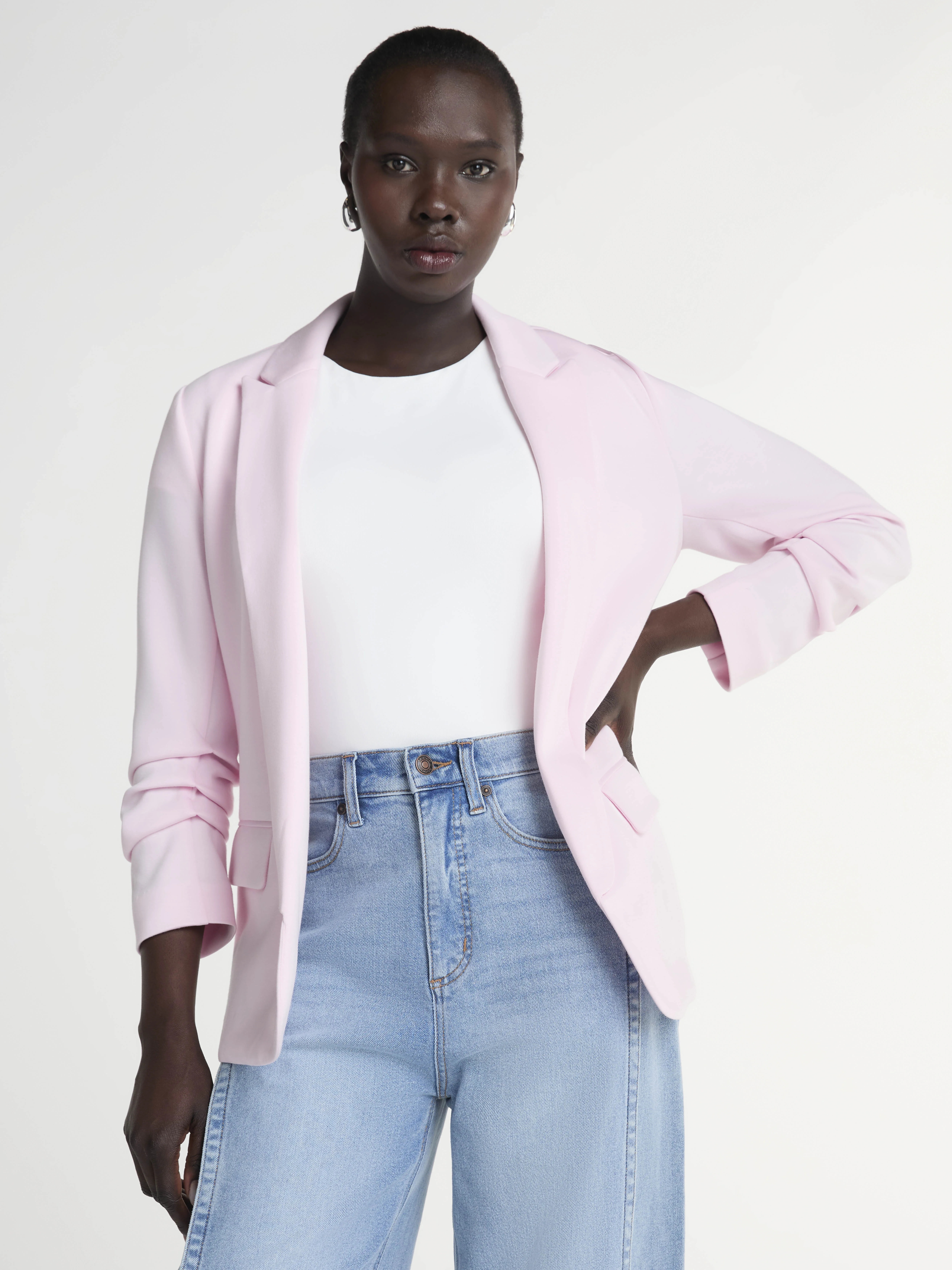 Scoop Women's and Women’s Plus Relaxed Ultimate ScubaKnit Blazer with Scrunch Sleeves, Sizes XS... | Walmart (US)