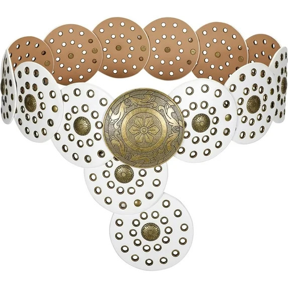 Women's Boho Disc Belt Western Leather Belt Vintage Concho Waist Belt for Dress Jeans | Walmart (US)