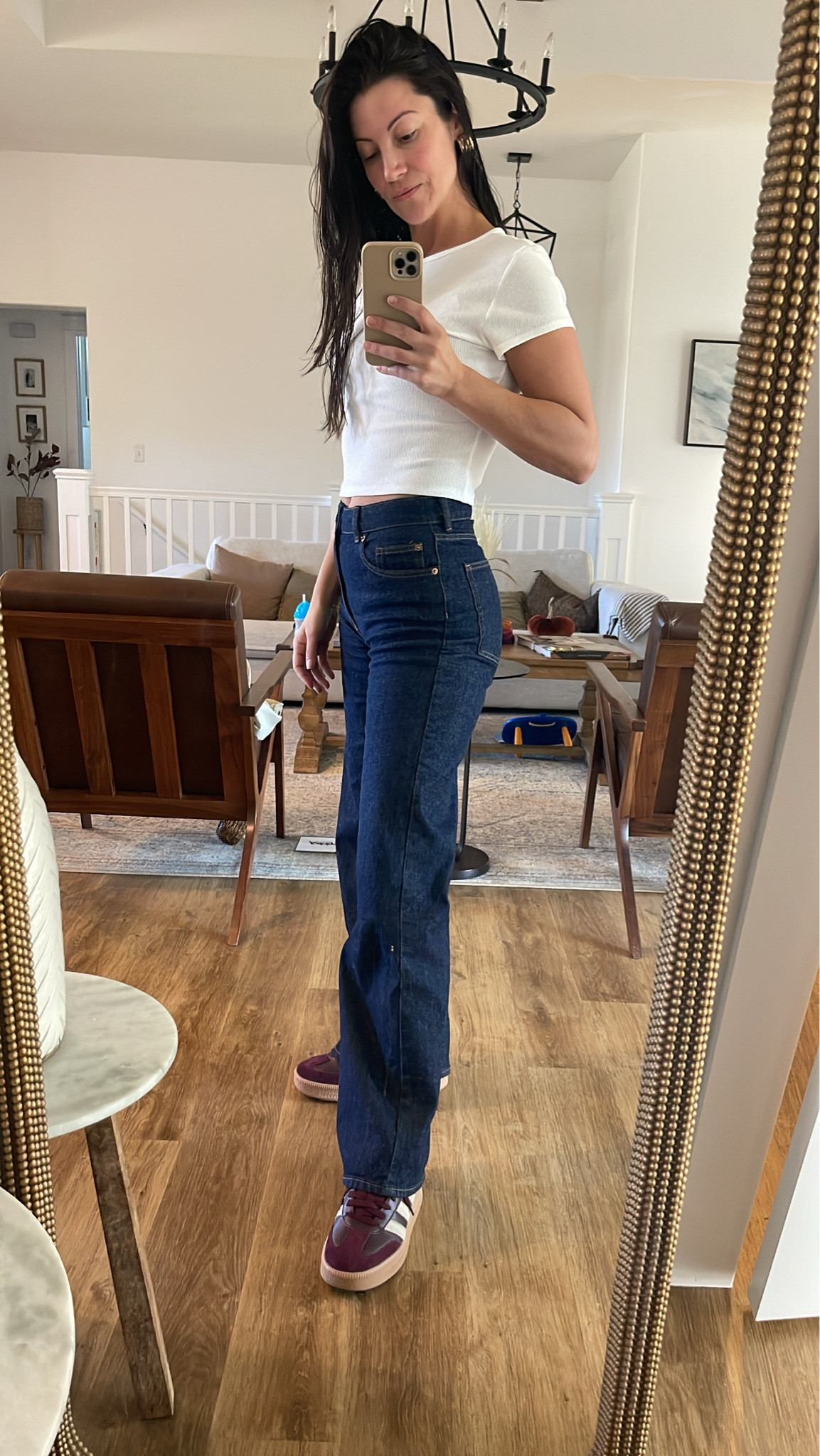 Todays fit! Loving my new adidas sambas! The burgundy color is so good! I bought the XLG ones to work with my baggy / loose fit jeans. They give me a little more height so the jeans don’t drag on the ground. Grabbed these jeans from H&M too :) 

#LTKStyleTip #LTKShoeCrush #LTKFindsUnder50