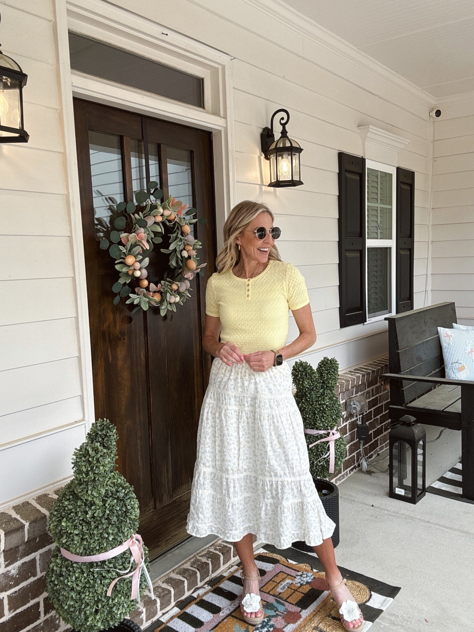 This under $20 women’s tiered ruffle skirt brings a fresh feminine touch to your wardrobe with its texture fabric and delegate lace tram wearing a size extra small. It is lined paired with this $10. Pointella top - also Walmart  