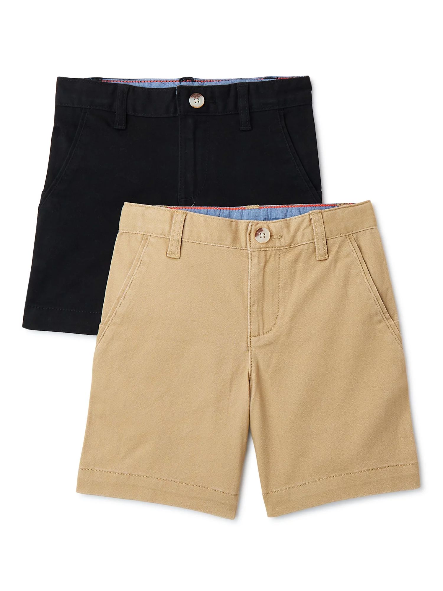 Wonder Nation Boys Flat Front Shorts, 2-Pack, Sizes 4-18 & Husky - Walmart.com | Walmart (US)