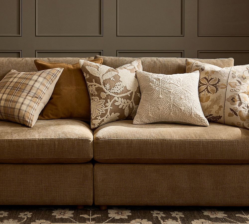 Pieced Suede Pillow Cover, 20"    $59.50              SKU: 8236800 | Pottery Barn (US)