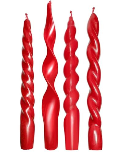4 Pcs Red Taper Candles 7.87 Inch - Twisted Spiral Wave Ribbed Christmas Candlesticks, Unscented Smokeless Red Candle Sticks for Christmas Valentine’s Wedding Dinner Party Home Decor | Amazon (US)