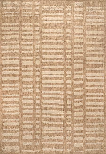 Brown Faded Stripes Indoor/Outdoor Area Rug | Rugs USA
