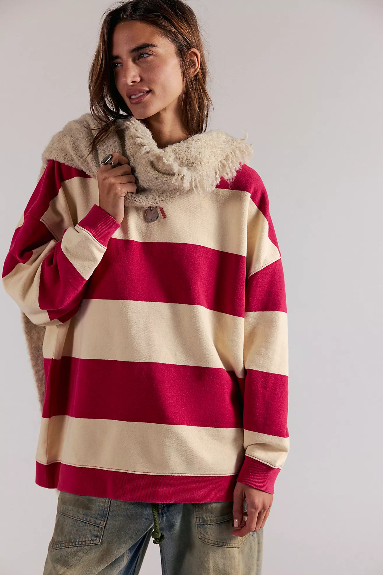 We The Free Classic Striped Oversized Crewneck | Free People (Global - UK&FR Excluded)