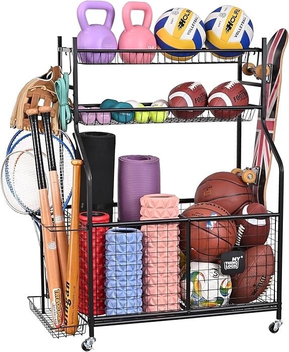 This is perfect to get some of the toys and sports equipment up off the garage floor. 