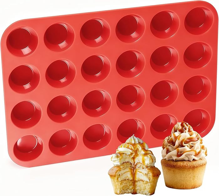 CAKETIME Silicone Muffin Pan Mini 24 Cups Cupcake Pan, Nonstick Food Grade Silicone Mold Baking P... | Amazon (US)
