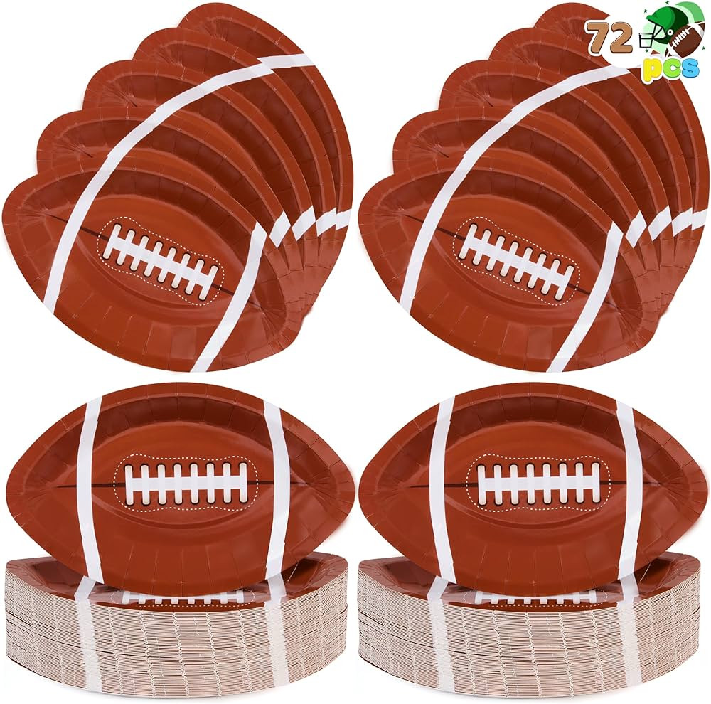 JOYIN 72 Pcs 10" Football Paper Plates, Disposable Football-Shaped Party Dessert Plate, Football ... | Amazon (US)