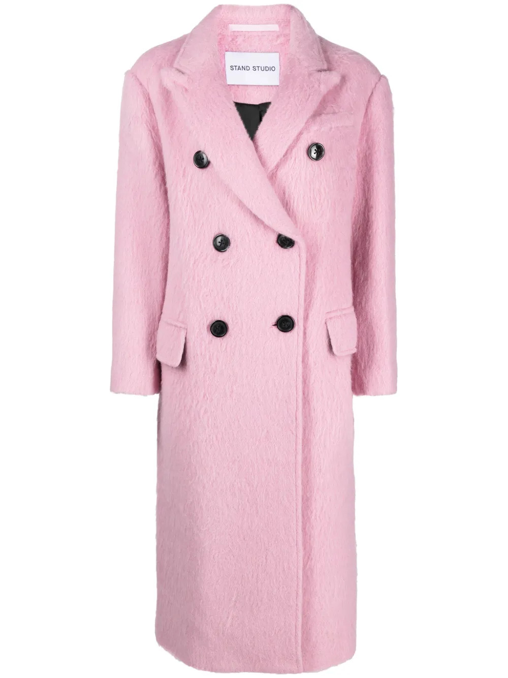 STAND STUDIO Essa Brushed double-breasted wool-blend Coat - Farfetch | Farfetch Global
