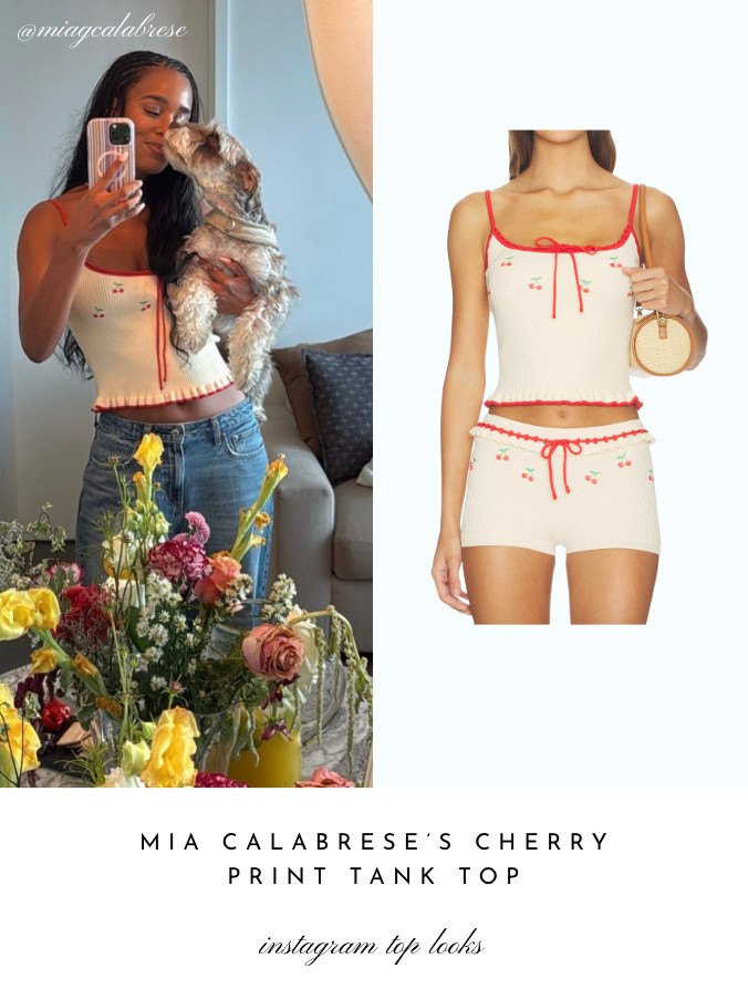 Mia Calabrese's Cherry Print Tank Top 📸= @miagcalabrese 

 