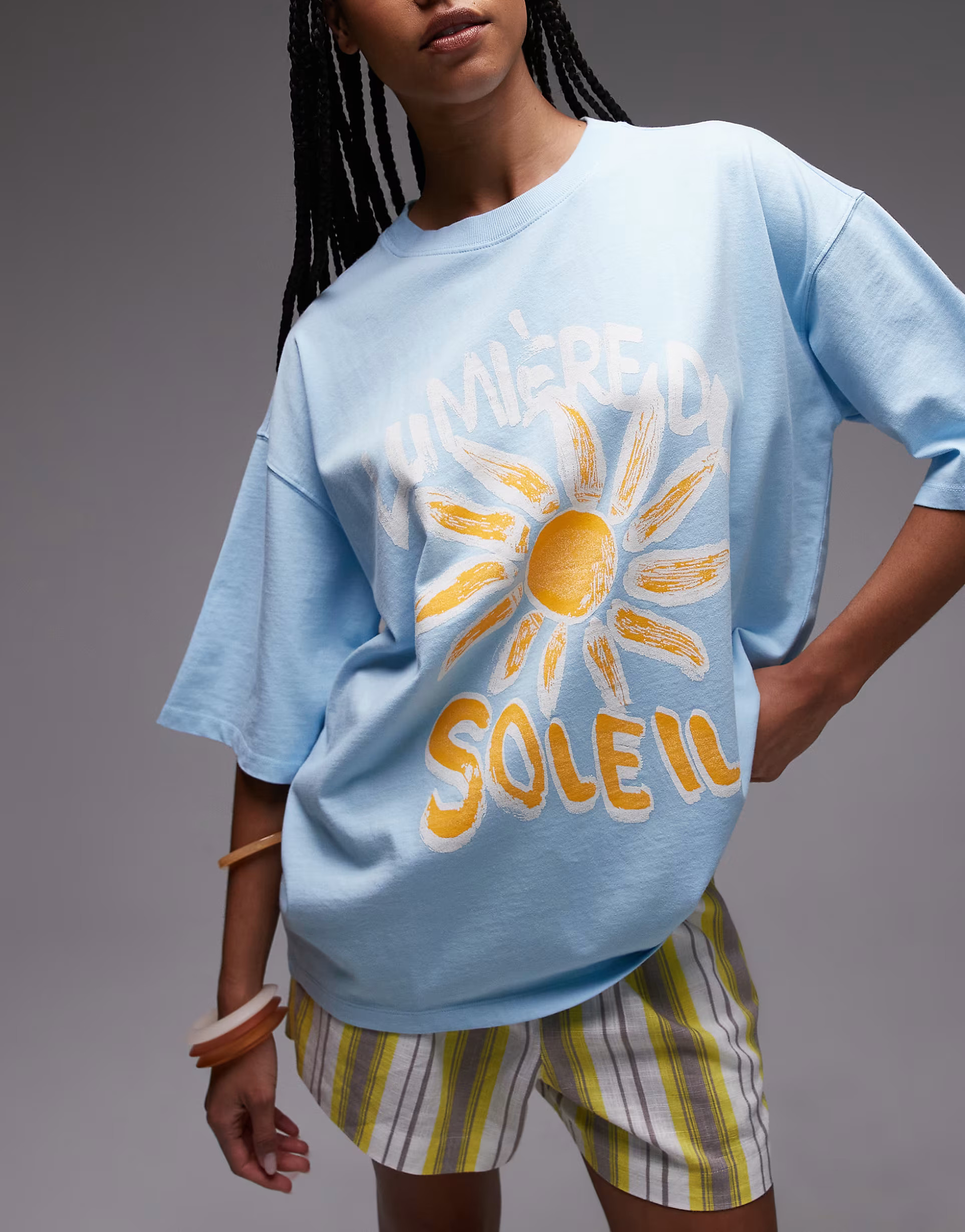 Topshop graphic Soleil oversized tee in light blue | ASOS | ASOS (Global)