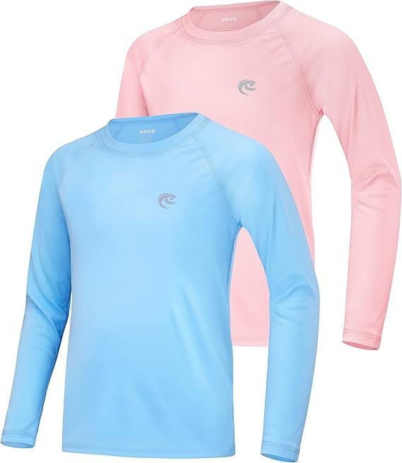 Boys UPF 50+ Swim Shirt Long Sleeve, 1 or 2 Pack UV Sun Protection Rash Guard, Youth Kids SPF Wat... | Amazon (US)